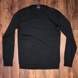 J. Crew 100% Merino Wool Crewneck Sweater Black Slim Small